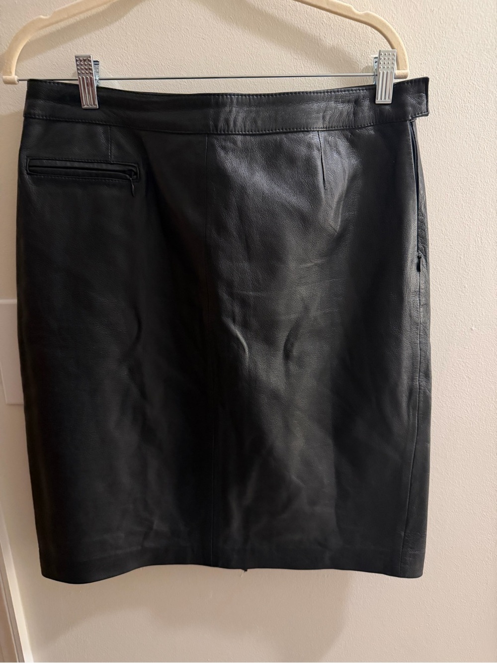 Urchin Vintage Black Genuine Leather Pencil Skirt 32” Waist
